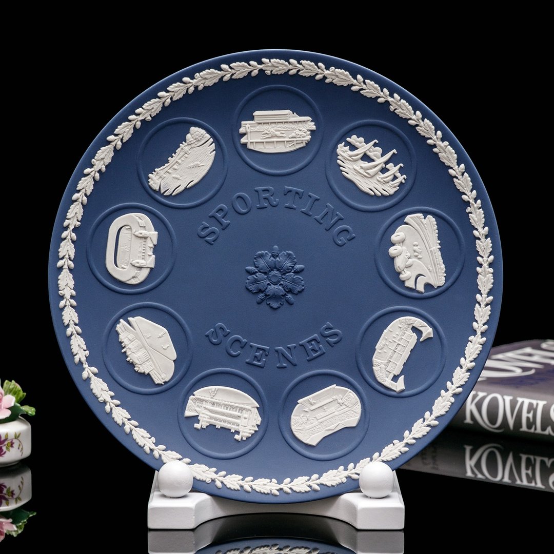 英国制Wedgwood 波特兰碧玉浮雕 英伦力与美 九大竞技陶瓷盘 - 摆饰 - 瓷 