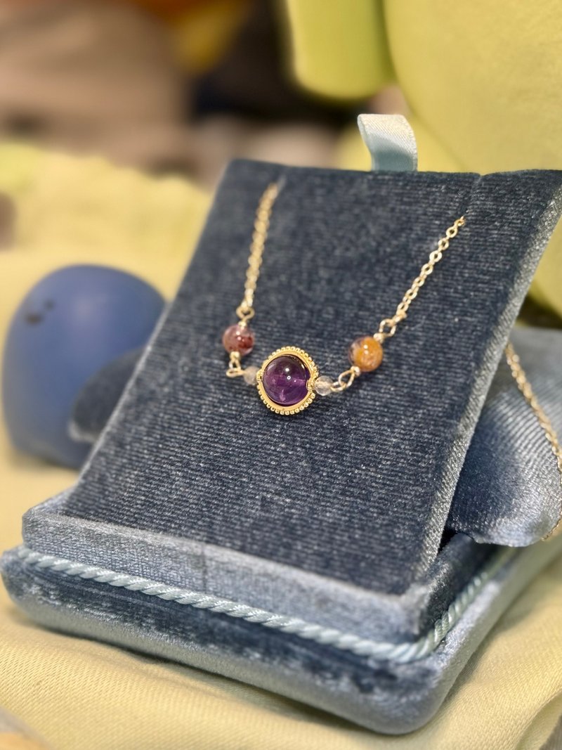 颈链系列- 紫矅灵心: 紫水晶颈链 - 项链 - 水晶 紫色