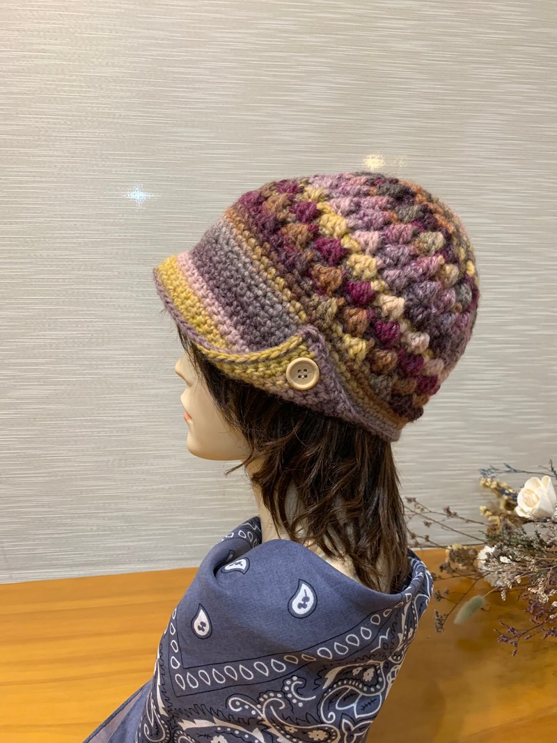 豆豆小圆顶帅气毛线帽。粉玫瑰。义大利线。纯手做。 - 帽子 - 羊毛 