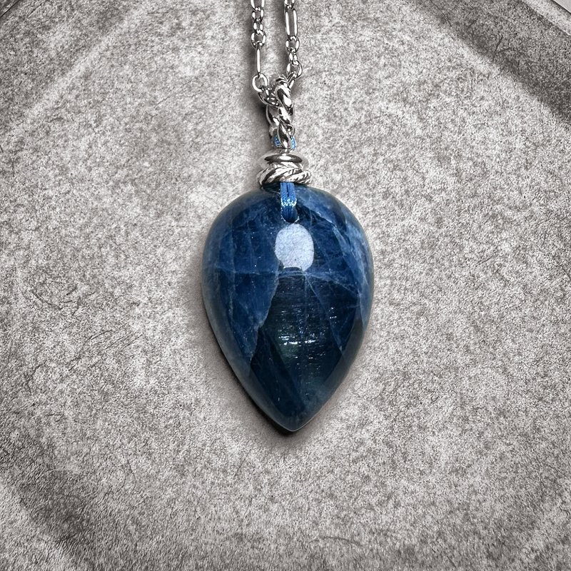 星光魔鬼海蓝宝 银制吊坠 - 项链 - 半宝石 