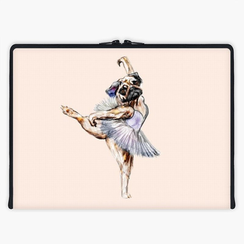 Axis - 全开式防水笔电包 - Pug Ballerina in Dog Ballet 狗 小狗 dogs - 电脑包 - 防水材质 