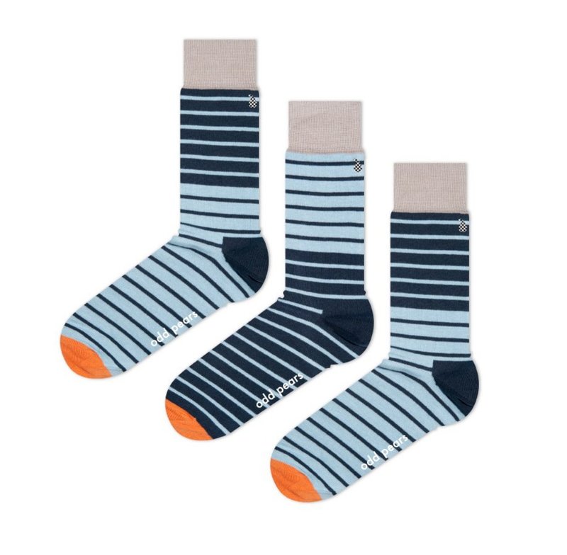 Odd Pears怪梨三只脚袜子Gradi好先生蓝线条一双三只 - 袜子 - 棉．麻 粉红色