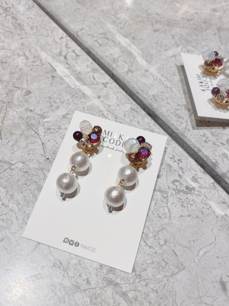 (紫色系)闺蜜礼物 多种戴法 手工串珠 施华洛水晶棉棉珠 超闪耳/ - 耳环/耳夹 - 其他材质 紫色