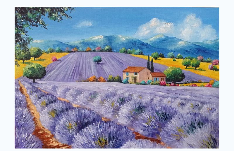 薰衣 挂画 手绘绘画 原画 装饰画 风景挂画 空间装饰  居家 - 海报/装饰画/版画 - 其他材质 紫色