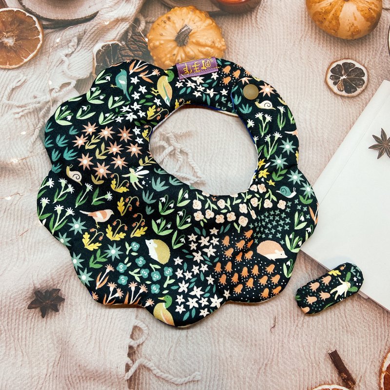 PJ手作【森林精灵】婴幼儿围兜/口水巾/弥月礼 - 围嘴/口水巾 - 棉．麻 蓝色