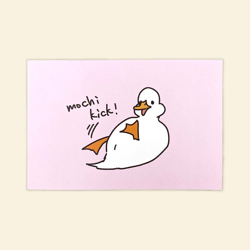 Postcard of a kicking mochi mochi duck - 卡片/明信片 - 纸 
