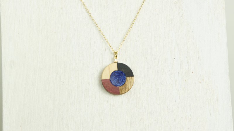 寄木与陶片项链 瑠璃 - 项链 - 木头 蓝色
