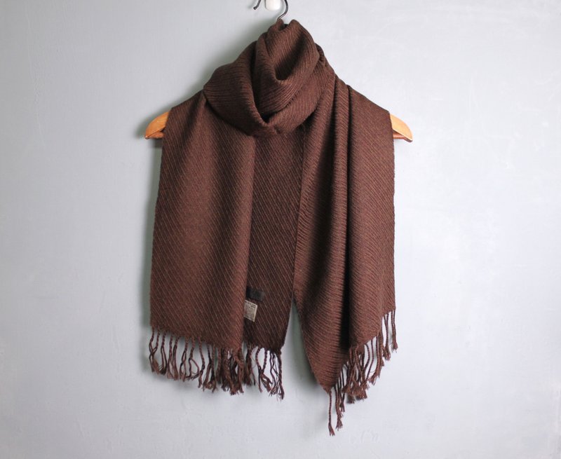 FOAK古着 意大利可可棕色纯羊毛围巾 - 围巾/披肩 - 羊毛 