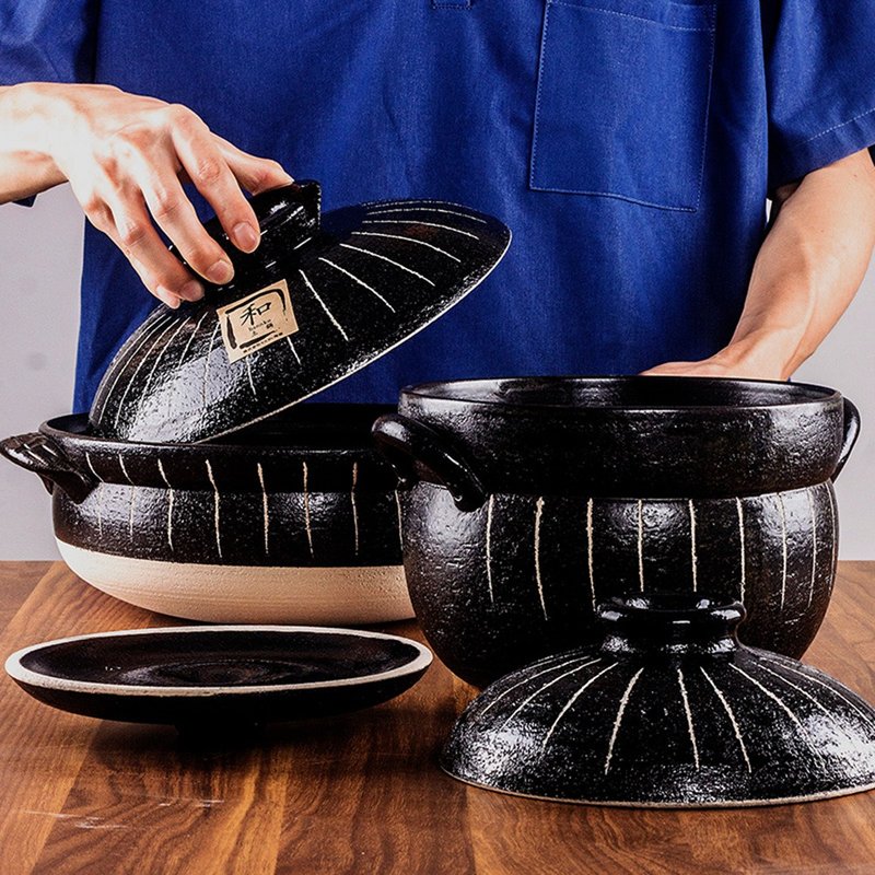 日本进口万古烧黑十草土锅家用煲汤锅炖锅煲仔米饭砂锅炖肉厨房 - 锅具/烤盘 - 陶 