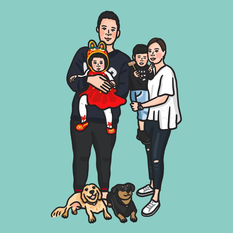 全家福似颜绘 | 结婚纪念日| 情人节礼物 | 生日礼物 | 宠物画像 - 订制画像 - 其他材质 