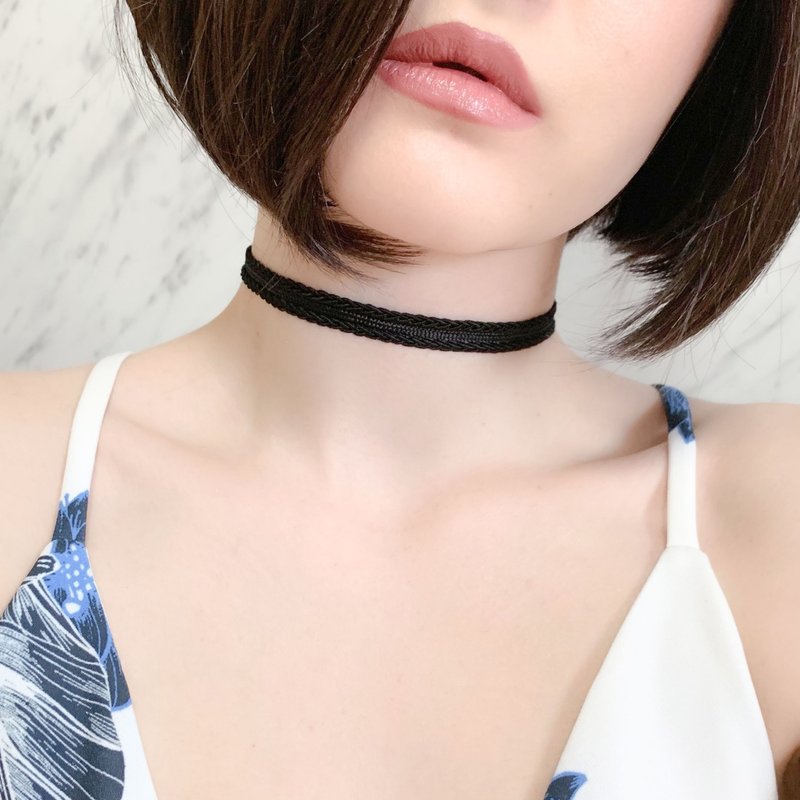 黑编织品/简约黑色颈链 SV260 - 颈链 - 聚酯纤维 黑色