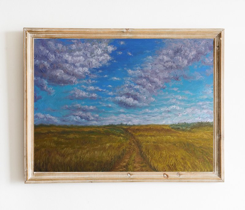 田野路画 原创艺术品 风景油画 农舍墙 艺术 - 墙贴/壁贴 - 木头 绿色