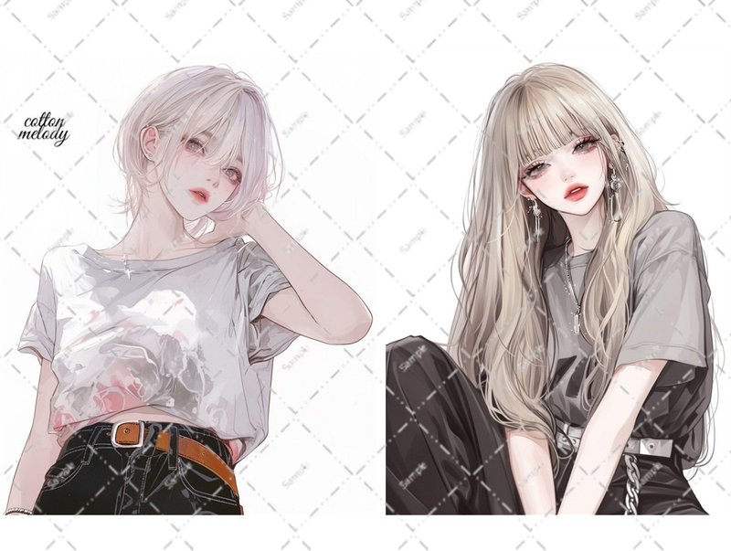 original sticker no.7812 人物贴纸 原创贴纸 人像贴纸 女孩贴纸 原创人物贴纸 - 贴纸 - 纸 