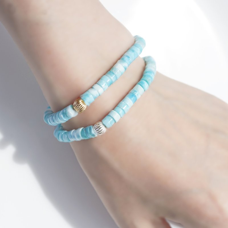 多米尼加的粼粼微波：拉利玛石手链“白浪” - 手链/手环 - 宝石 蓝色