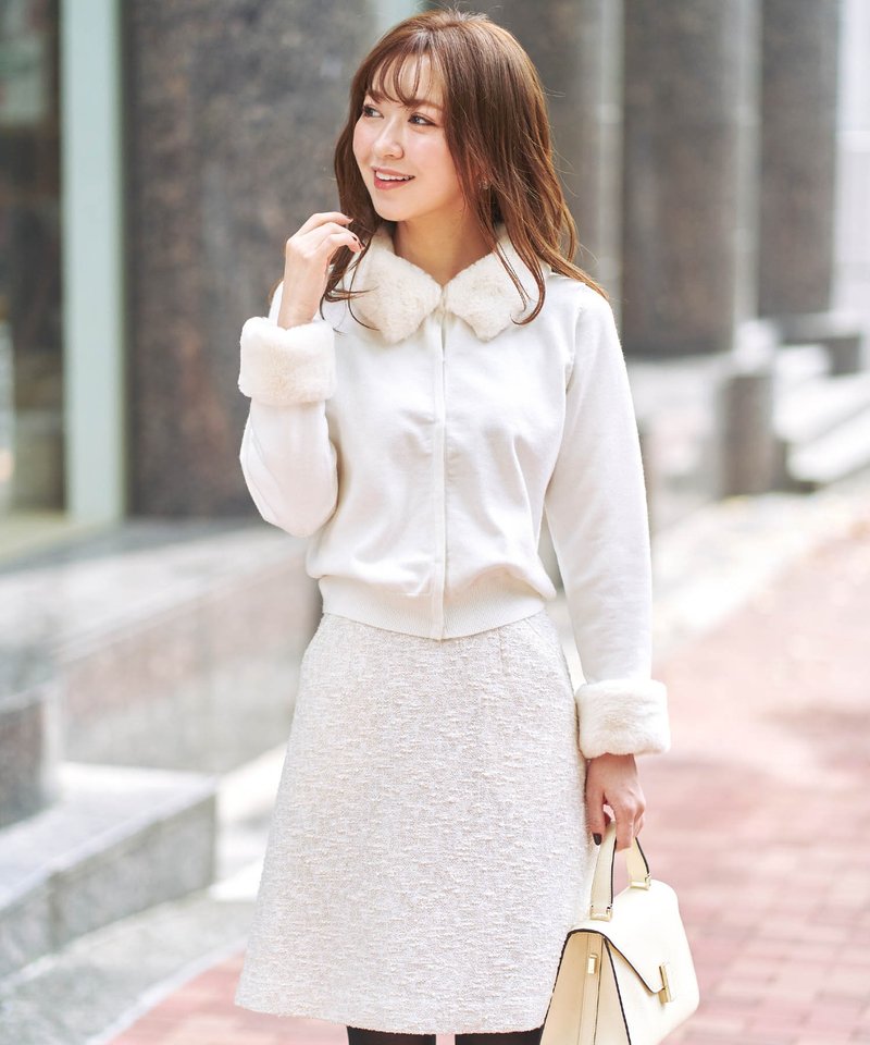 Skirt Made in Japan Lame Jacquard Material / and Cherim - 裙子 - 棉．麻 白色