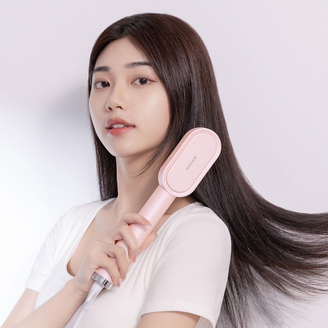 ROOMMI Glossy 电热直发梳 | 负离子红外线护发、拯救毛躁发 - 彩妆刷具/镜子/梳子 - 塑料 粉红色