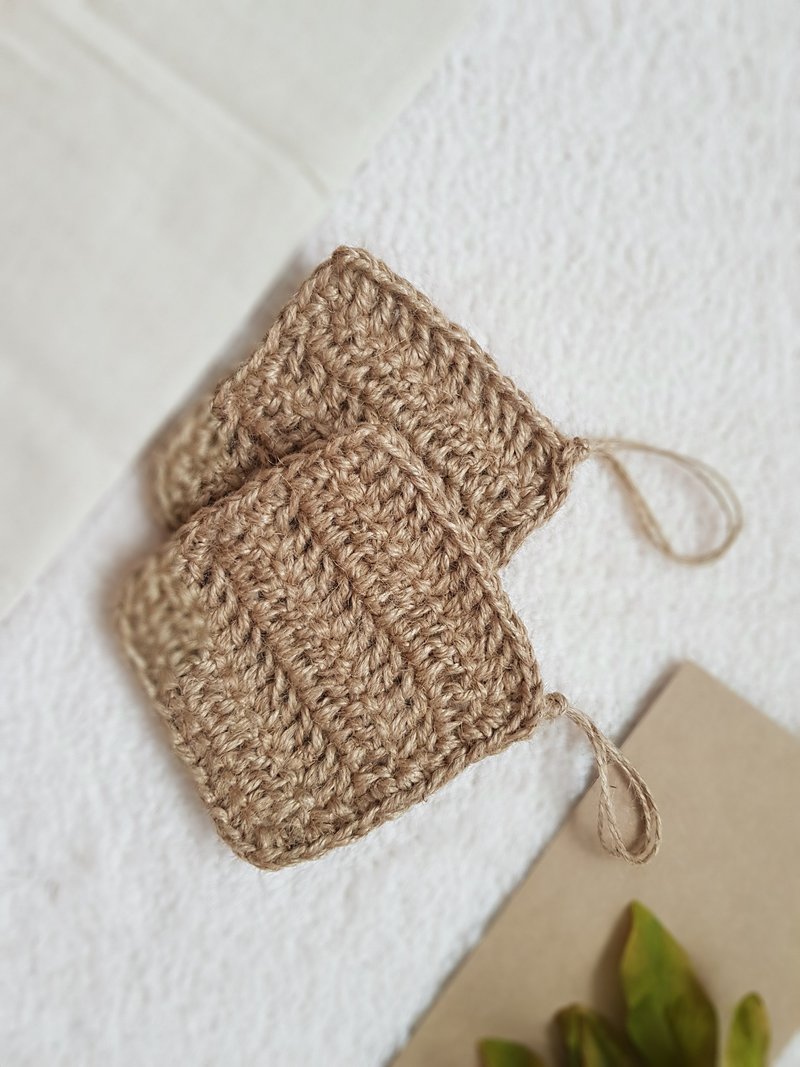 一套5个针织碟洗涤器黄麻零废物洗涤器垫新家礼品 - 厨房用具 - 环保材料 