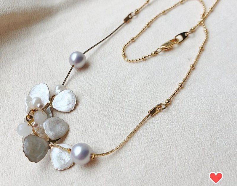 定制化订单 桐花项链加长 天鹅不对称款 山茶花 繁花耳夹 - 耳环/耳夹 - 其他材质 白色