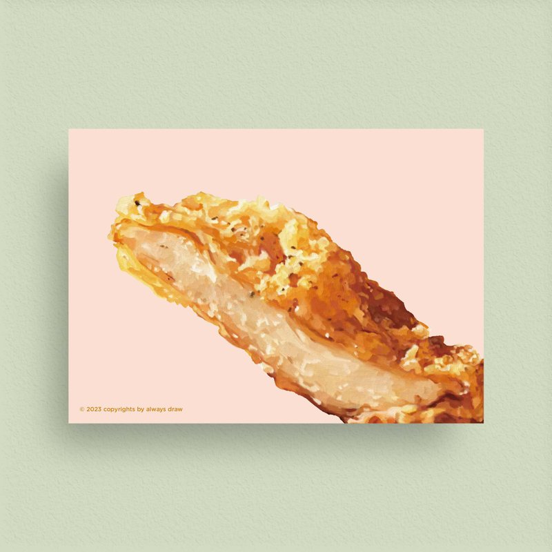 鸡排 - 台湾小吃明信片 - always eat 总绘吃系列 - 卡片/明信片 - 纸 粉红色