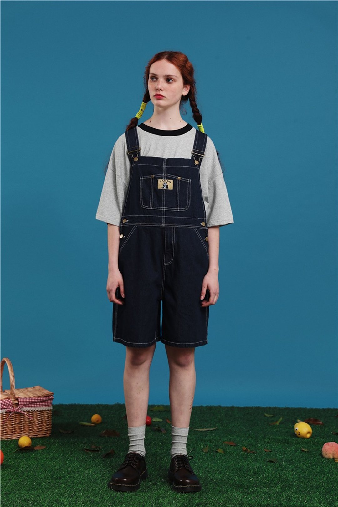 PRODBLDG背带牛仔短裤2019夏新款古着感少女连体裤学生减龄五分裤 - 背带裤/连体裤 - 棉 蓝色