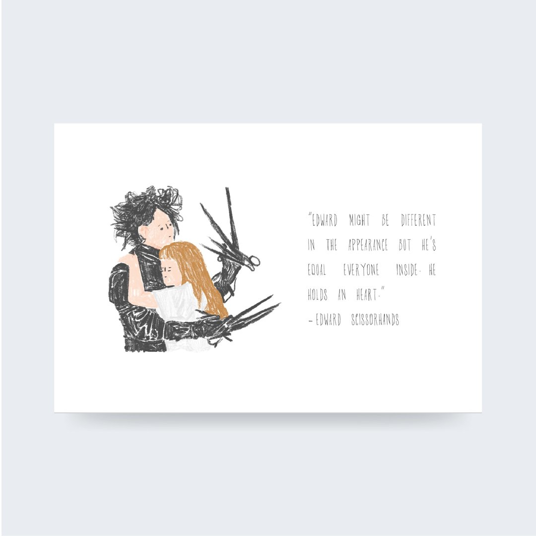 电影系列 名信片 Edward Scissorhands - 卡片/明信片 - 纸 白色