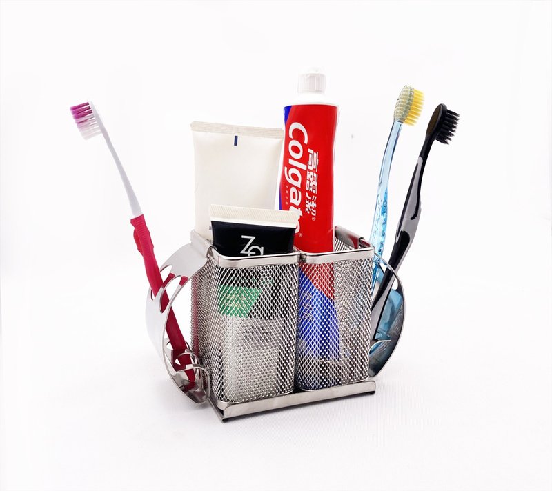 不锈钢牙刷架附水盘　可自由组装变化　简易拆装清洗 304不锈钢制 - 置物架/篮子 - 不锈钢 银色