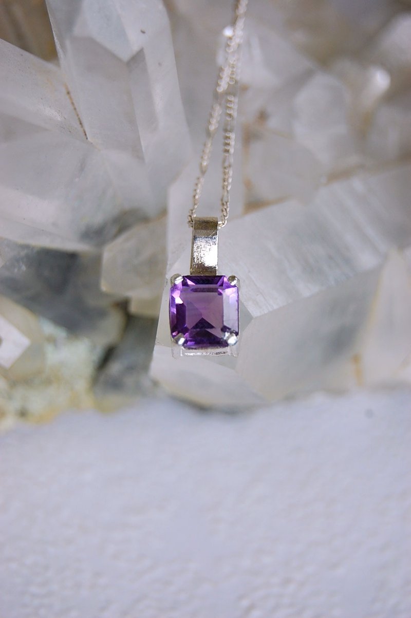 Amethyst silver necklace,  - 项链 - 纯银 紫色