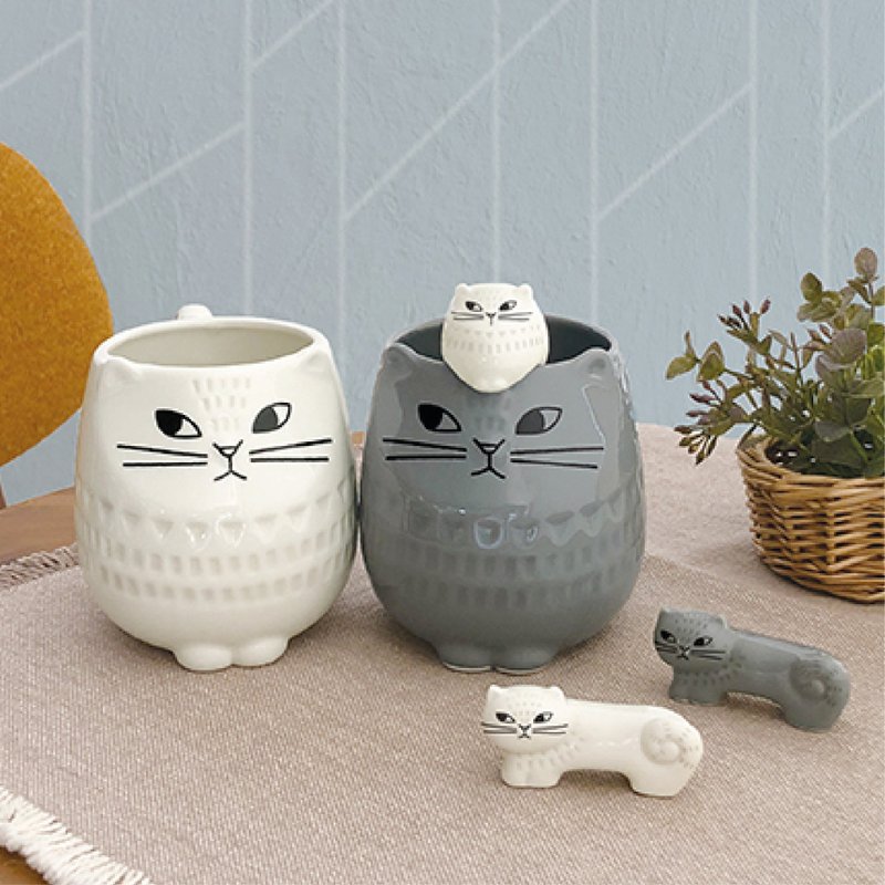 日本Decole 餐具 - Fika 看看猫系列 - 茶具/茶杯 - 陶 