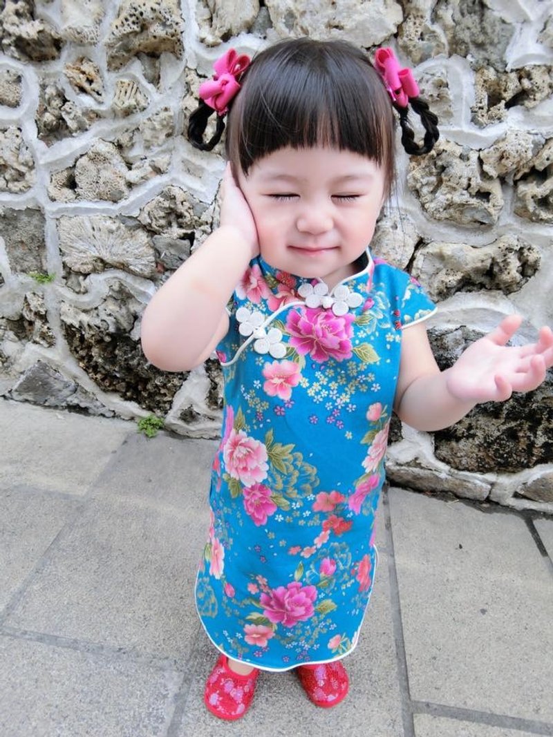 Angel Nina 手作订制儿童旗袍 blue - 其他 - 棉．麻 蓝色