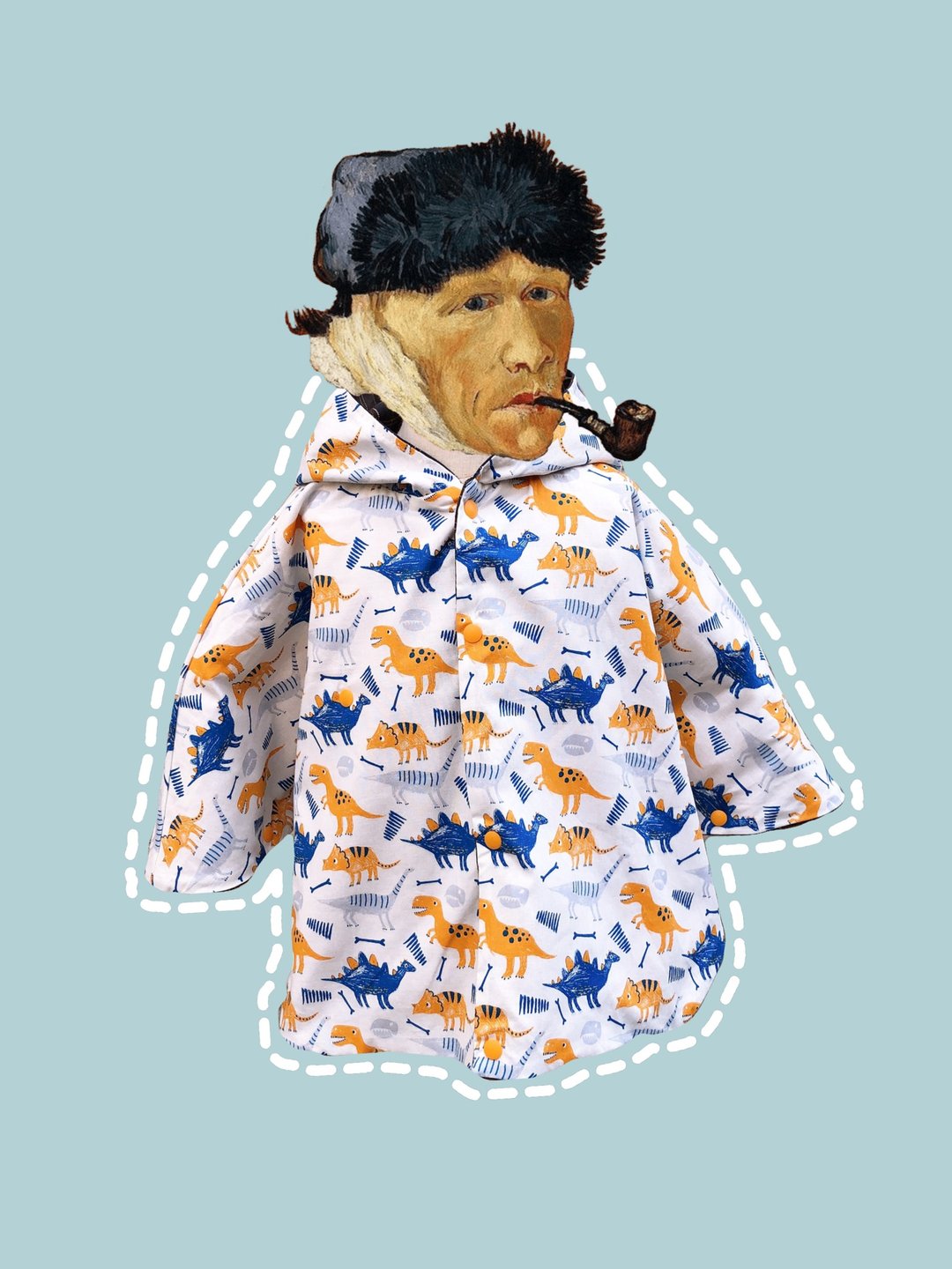 CHILDHOOD 柴虎  侏罗纪公园 不规则下摆精灵帽斗篷 夹层防风布 - 童装外套 - 棉 