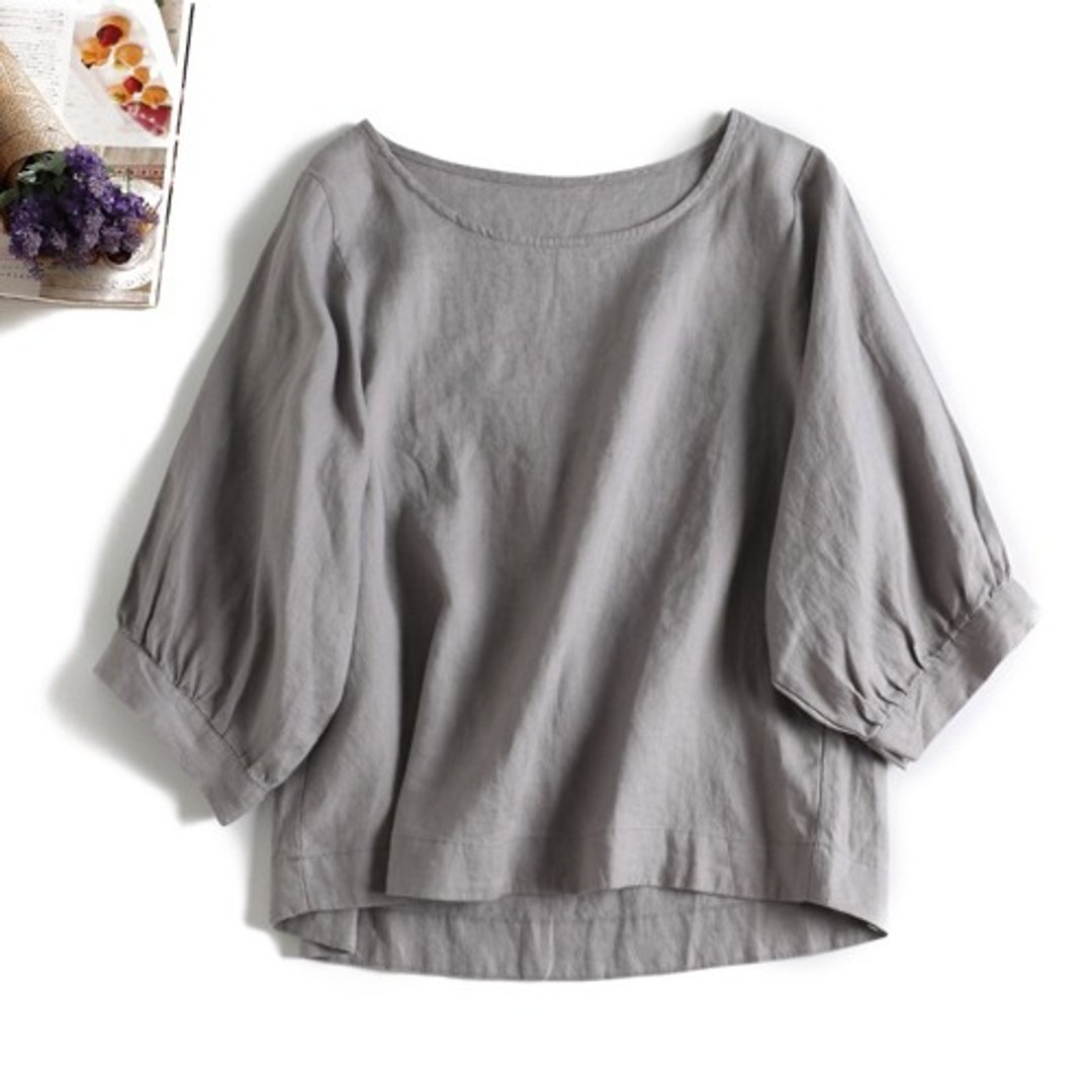 f8080904 简约七分袖上衣，从夏到秋皆可穿搭 - 女装上衣 - 棉 