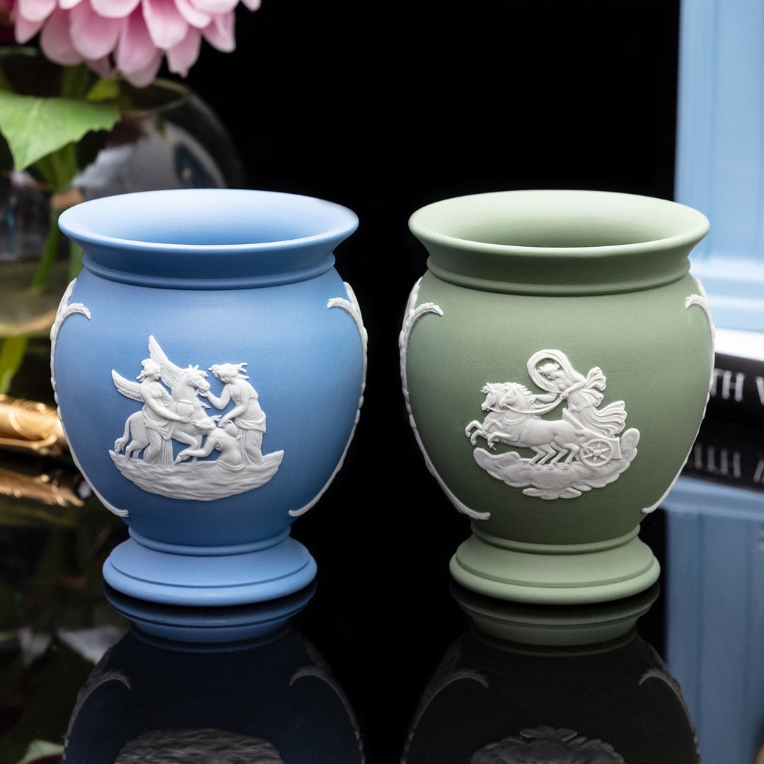英国制wedgwood碧玉浮雕希腊神话 陶瓷花瓶花器书房欧式笔筒 绿色 - 花瓶/陶器 - 瓷 