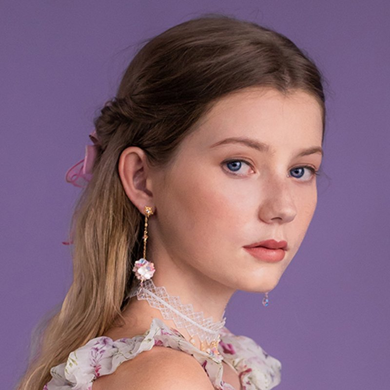 AURORA: 两用幻彩莓影花球耳环 - 手工饰品 - 耳环/耳夹 - 粘土 多色