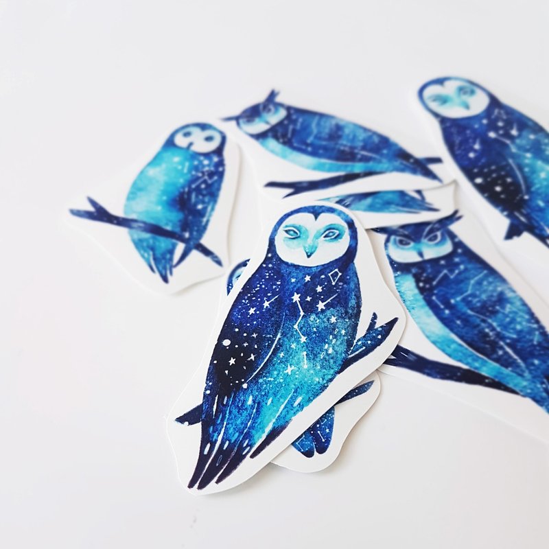 星猫头鹰 贴纸组 - 贴纸 - 纸 蓝色