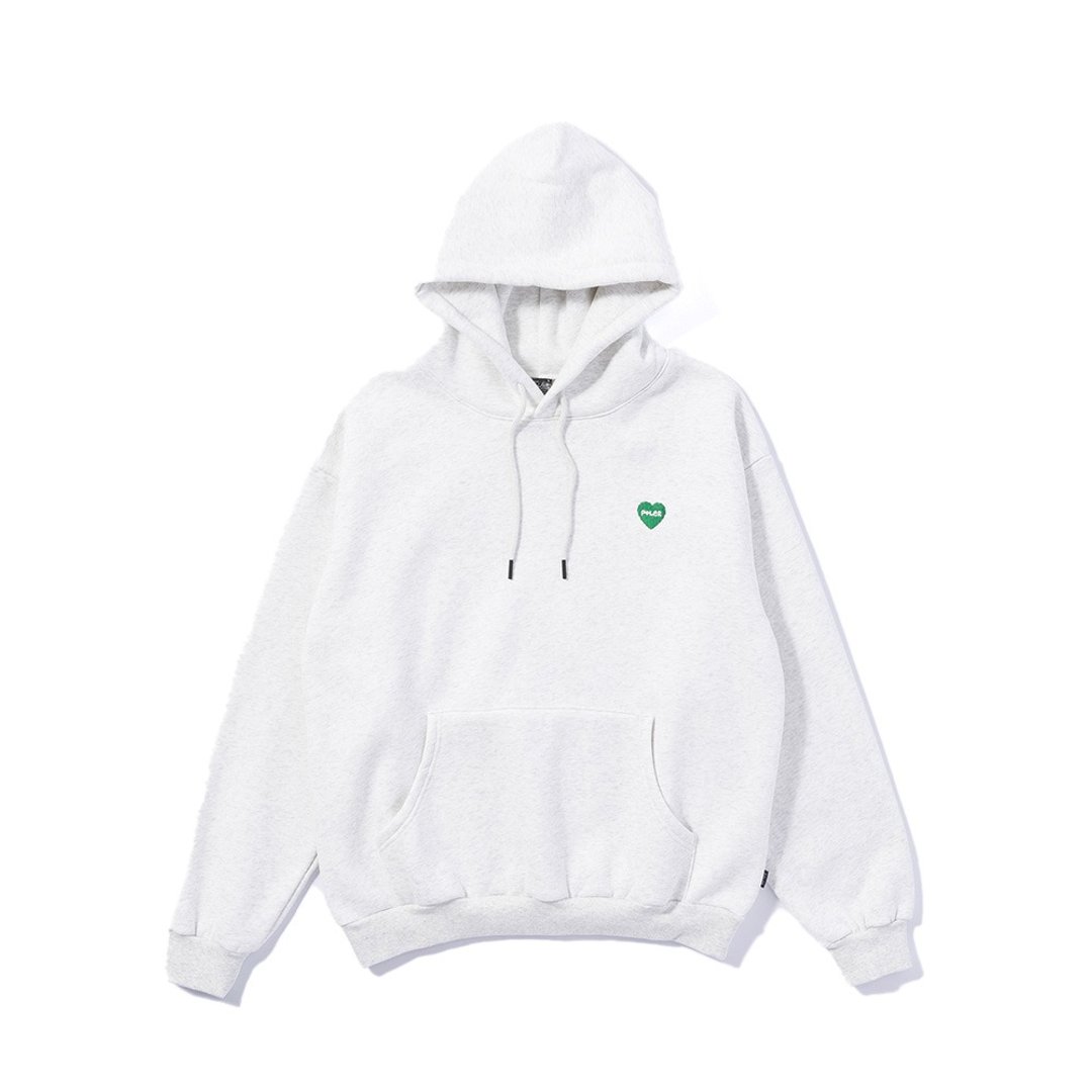 日本限定 POLER FURRY HEART HOOD 刺绣爱心帽T / 绿灰 - 中性连帽卫衣/T 恤 - 其他材质 灰色