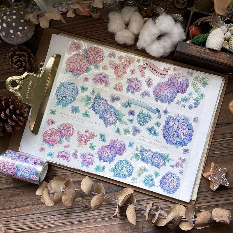 繁花 · 月夜 亮面PET胶带 / 烫金 / 重油 - 纸胶带 - 纸 紫色