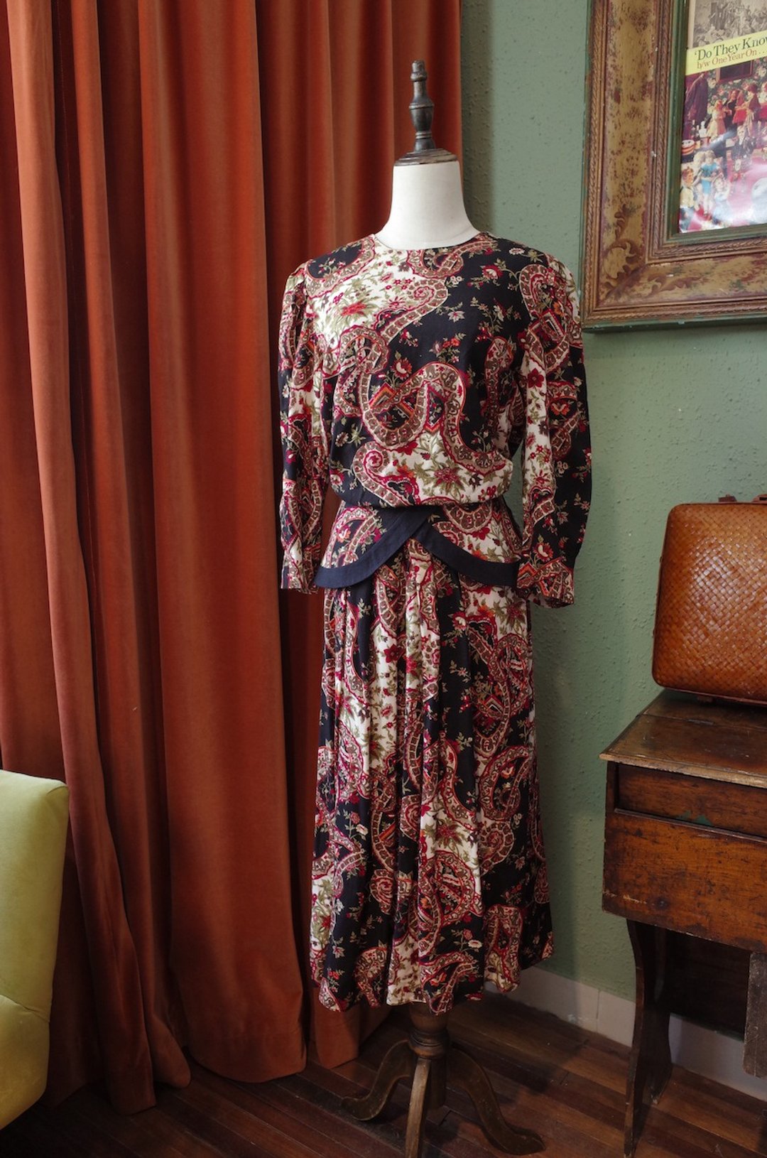 Vintage dress 美国制印花连衣裙古着洋装 - 洋装/连衣裙 - 棉 