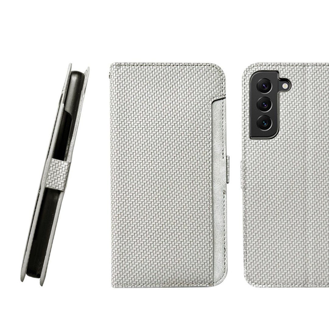 CASE SHOP Samsung S22+前插卡侧立式皮套-灰 - 手机壳/手机套 - 人造皮革 灰色