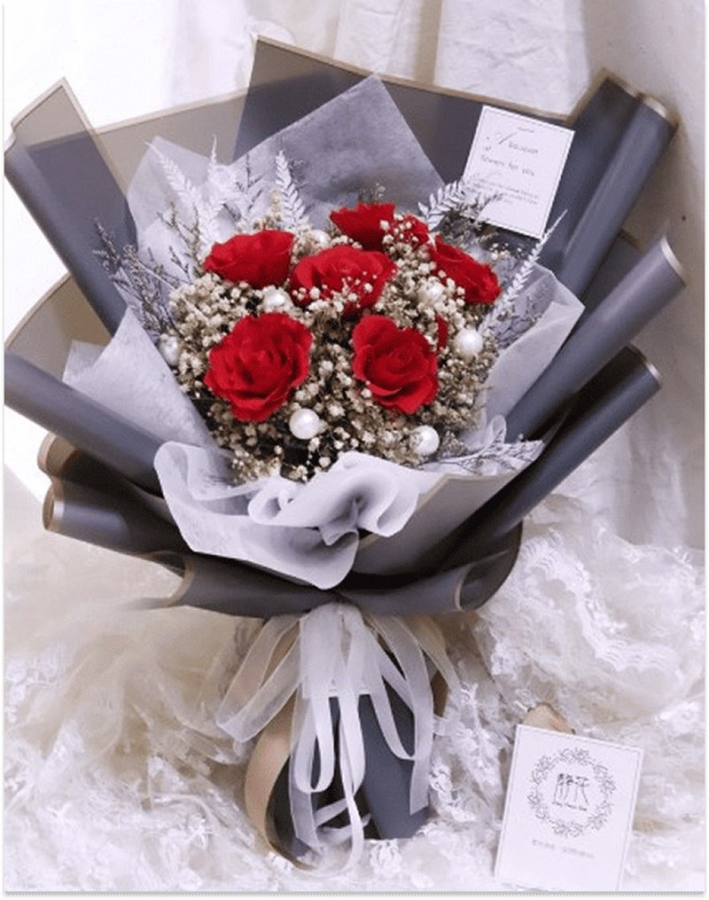 【六朵永生玫瑰花束】毕业花束/母亲节花束/生日送礼花束 - 干燥花/捧花 - 植物．花 