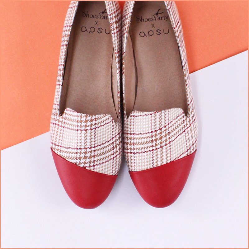 【现货23.5号】春日野餐-番茄浓汤斜拼接欧贝拉/手工订制/日本布料 - 女款休闲鞋 - 棉．麻 