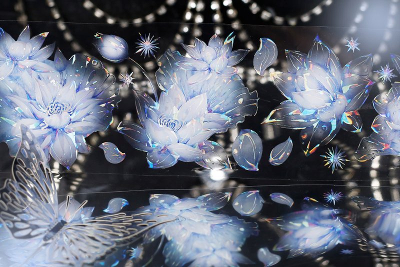 雪莲漪 せつれんか 仙氣花卉 PET 和紙膠帶 貝殼光 10米卷 台灣製 - 纸胶带 - 其他材质 透明