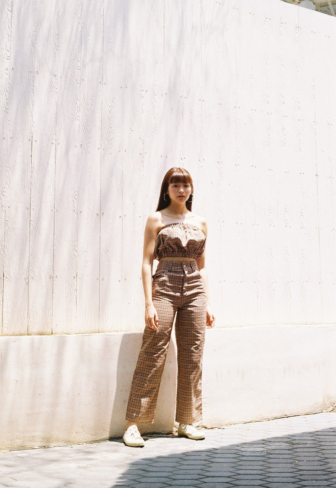 Brown Tartan Pants - 女装长裤 - 棉 咖啡色