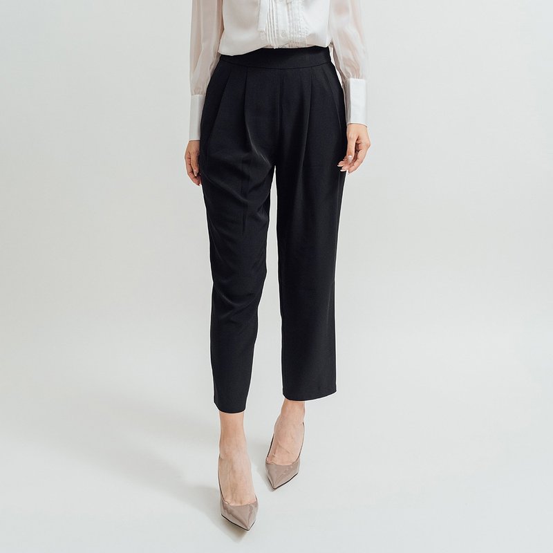 AVVJOY | 显瘦修身长裤全长宽松中腰休闲裤黑色 - 女装长裤 - 其他材质 