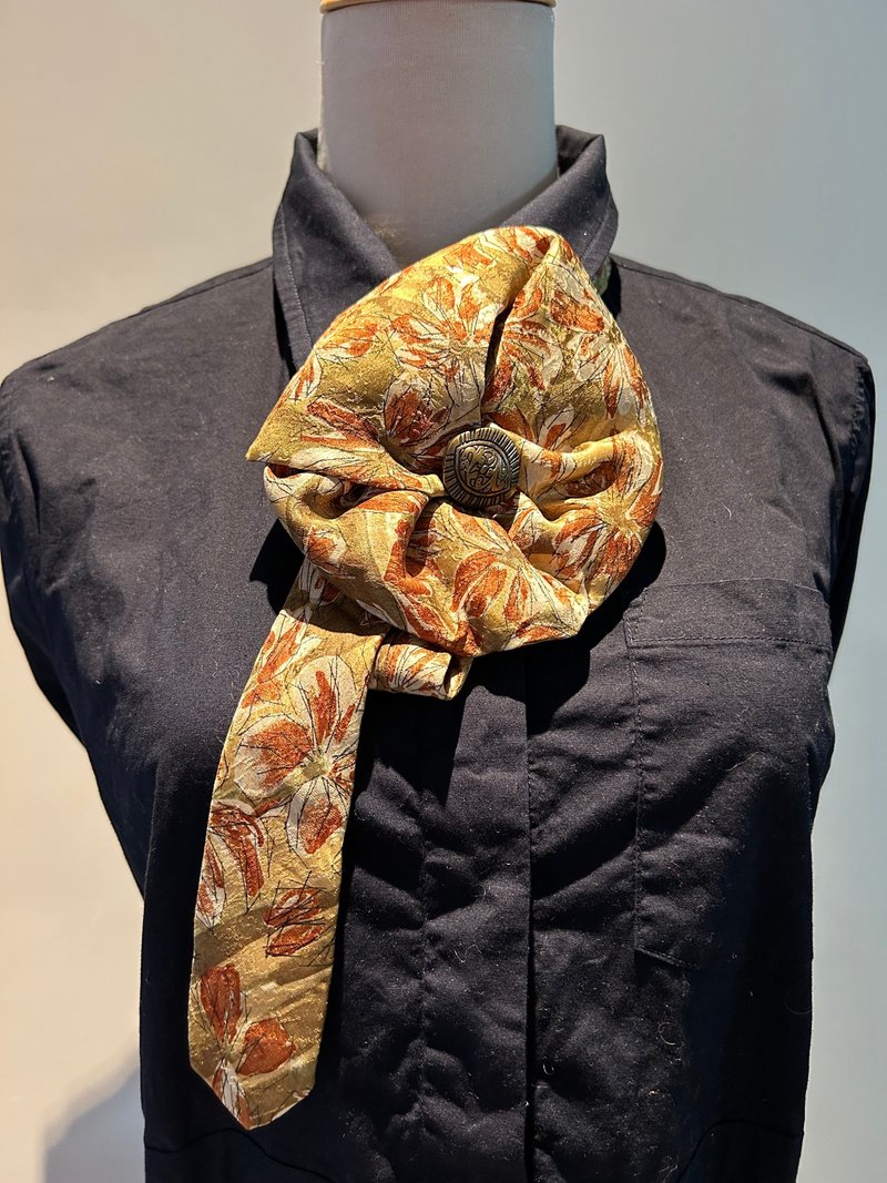 复古花领带 - 4用 - 胸针 - 棉．麻 多色