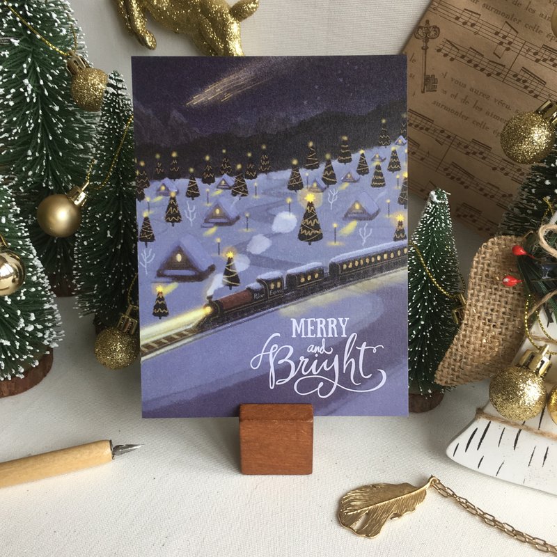 北极快车 (夜) 明信片 - 卡片/明信片 - 纸 蓝色