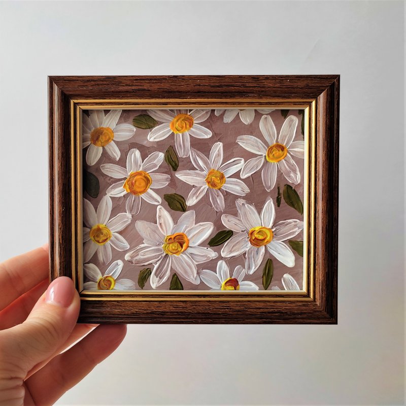 带雏菊的原创小画。雏菊是一件艺术品。用洋甘菊花装饰墙壁 - 墙贴/壁贴 - 压克力 多色