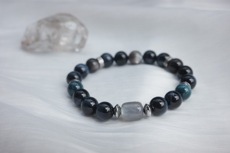 骑士-拉长石.蓝虎眼.蓝磷灰.星辉骨干太阳石 - 手链/手环 - 水晶 