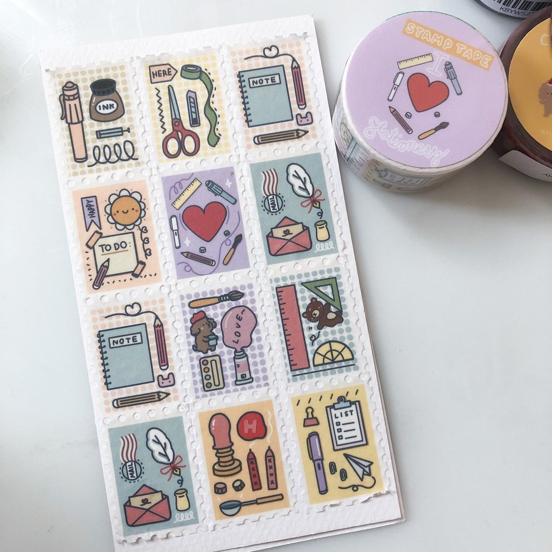Stamp tape I love stationery - 纸胶带 - 纸 多色