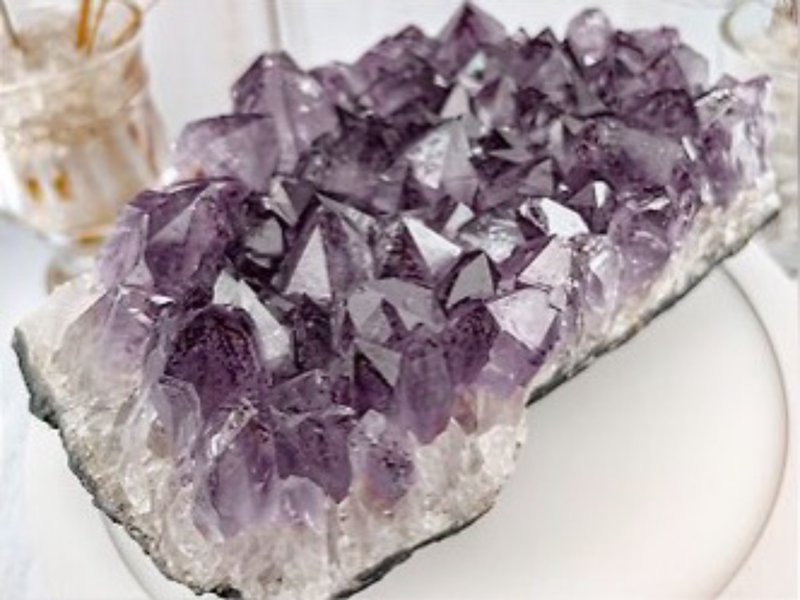 【塔山紫钛晶簇】紫水晶簇摆件 风水办公室小物 - 摆饰 - 水晶 紫色