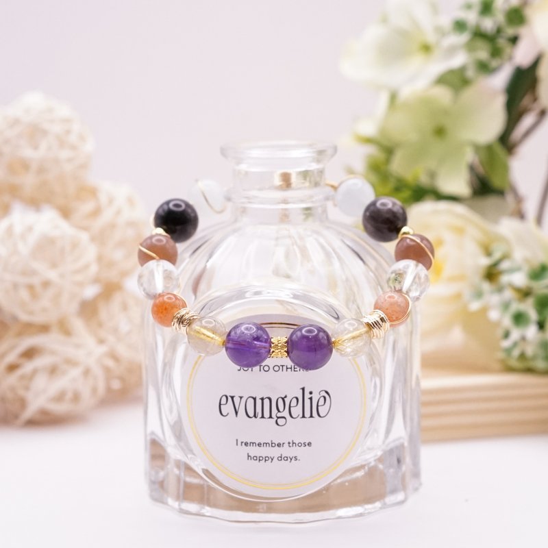 【手作】七彩能量 铜线缠绕手环 - 手链/手环 - 水晶 